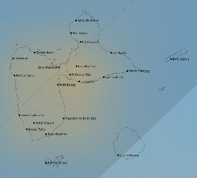 Map of the average cloud coverage across Guadeloupe for the solar eclipse of 02/03/1916
