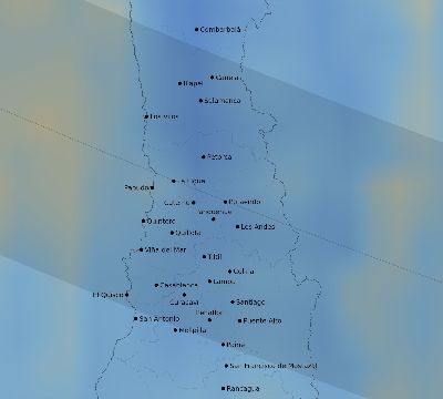 Map of the average cloud coverage across Chile for the solar eclipse of 12/03/1918
