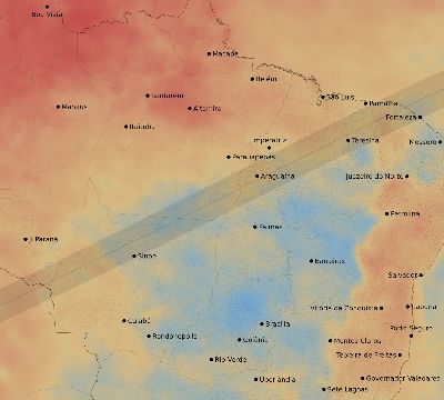 Map of the average cloud coverage across Brazil for the solar eclipse of 05/29/1919