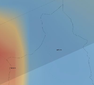 Map of the average cloud coverage across Chile for the solar eclipse of 05/29/1919