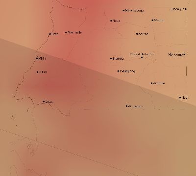 Map of the average cloud coverage across Equatorial Guinea for the solar eclipse of 05/29/1919