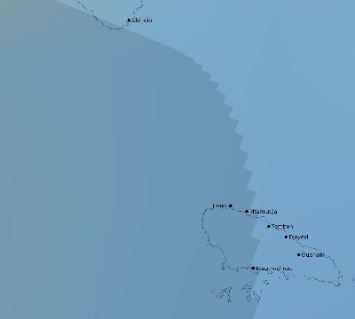 Map of the average cloud coverage across Comoros for the solar eclipse of 05/29/1919