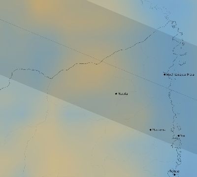 Map of the average cloud coverage across Mozambique for the solar eclipse of 05/29/1919