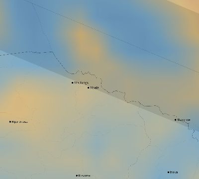 Map of the average cloud coverage across Zambia for the solar eclipse of 05/29/1919
