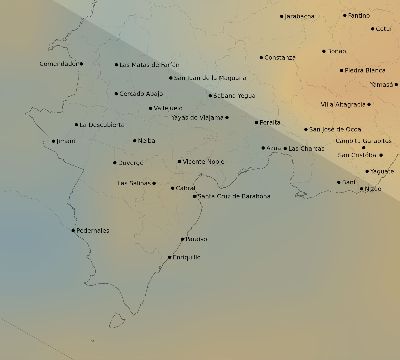 Map of the average cloud coverage across Dominican Republic for the solar eclipse of 11/22/1919