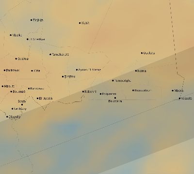 Map of the average cloud coverage across Mauritania for the solar eclipse of 11/22/1919