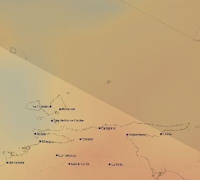 Map of the average cloud coverage across Venezuela for the solar eclipse of 11/22/1919