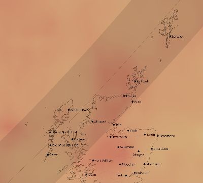 Map of the average cloud coverage across United Kingdom for the solar eclipse of 04/08/1921