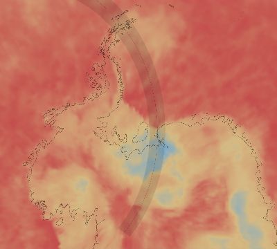 Map of the average cloud coverage across Antarctica for the solar eclipse of 10/01/1921