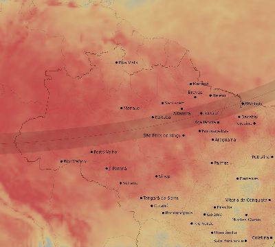 Map of the average cloud coverage across Brazil for the solar eclipse of 03/28/1922