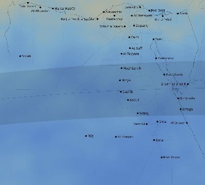 Map of the average cloud coverage across Egypt for the solar eclipse of 03/28/1922