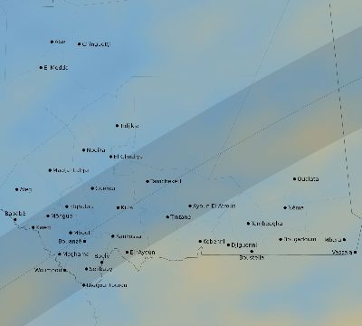 Map of the average cloud coverage across Mauritania for the solar eclipse of 03/28/1922