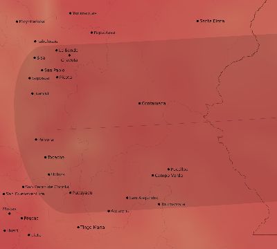 Map of the average cloud coverage across Peru for the solar eclipse of 03/28/1922
