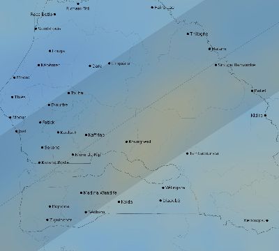 Map of the average cloud coverage across Senegal for the solar eclipse of 03/28/1922