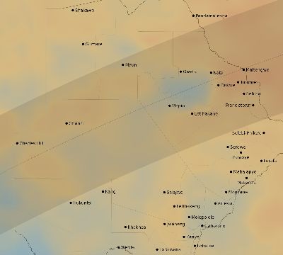 Map of the average cloud coverage across Botswana for the solar eclipse of 03/17/1923