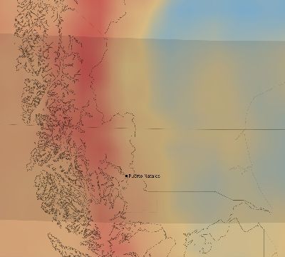 Map of the average cloud coverage across Chile for the solar eclipse of 03/17/1923