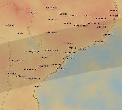Map of the average cloud coverage across Mozambique for the solar eclipse of 03/17/1923