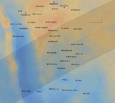 Map of the average cloud coverage across Namibia for the solar eclipse of 03/17/1923