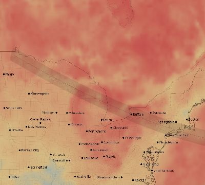 Map of the average cloud coverage across United States for the solar eclipse of 01/24/1925