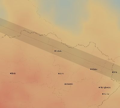 Map of the average cloud coverage across DR Congo for the solar eclipse of 01/14/1926