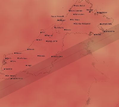 Map of the average cloud coverage across Malaysia for the solar eclipse of 01/14/1926