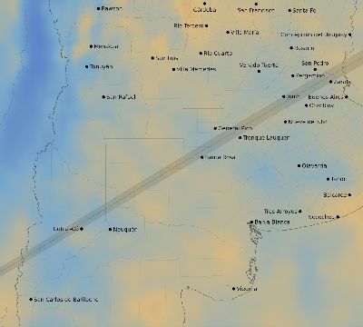 Map of the average cloud coverage across Argentina for the solar eclipse of 01/03/1927