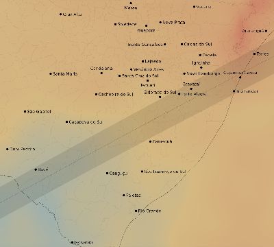 Map of the average cloud coverage across Brazil for the solar eclipse of 01/03/1927