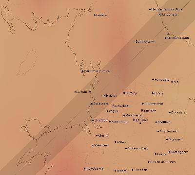 Map of the average cloud coverage across United Kingdom for the solar eclipse of 06/29/1927