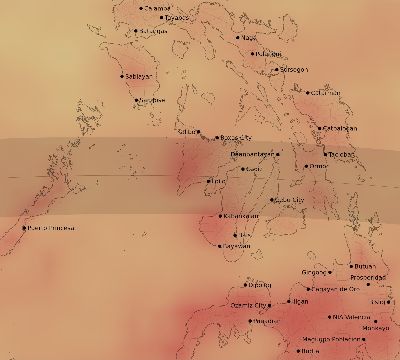Map of the average cloud coverage across Philippines for the solar eclipse of 05/09/1929