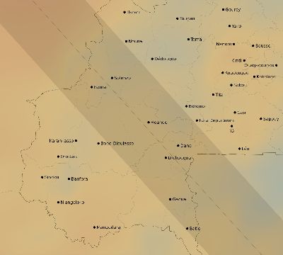 Map of the average cloud coverage across Burkina Faso for the solar eclipse of 11/01/1929