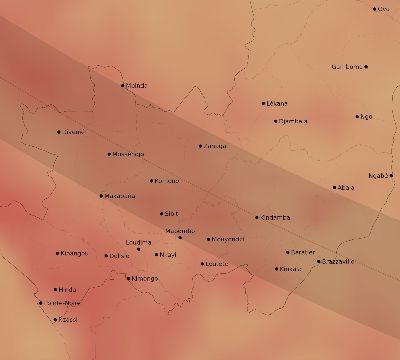 Map of the average cloud coverage across Republic of the Congo for the solar eclipse of 11/01/1929