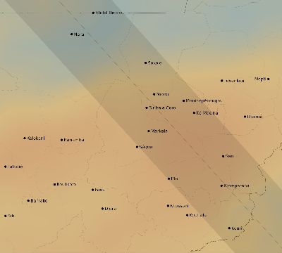Map of the average cloud coverage across Mali for the solar eclipse of 11/01/1929