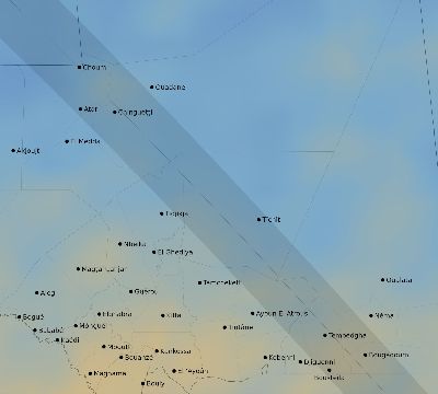 Map of the average cloud coverage across Mauritania for the solar eclipse of 11/01/1929
