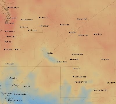 Map of the average cloud coverage across United States for the solar eclipse of 04/28/1930