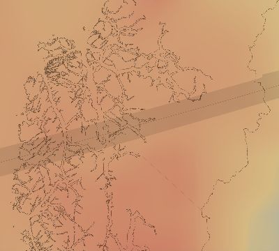 Map of the average cloud coverage across Chile for the solar eclipse of 10/21/1930