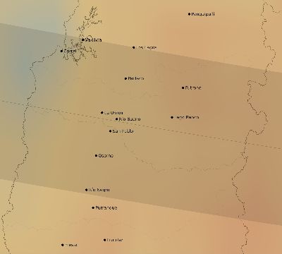 Map of the average cloud coverage across Chile for the solar eclipse of 02/24/1933