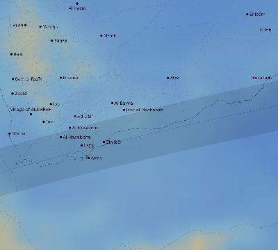 Map of the average cloud coverage across Yemen for the solar eclipse of 02/24/1933