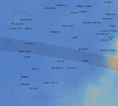 Map of the average cloud coverage across Afghanistan for the solar eclipse of 08/21/1933