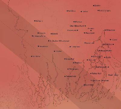 Map of the average cloud coverage across Bangladesh for the solar eclipse of 08/21/1933