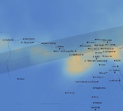 Map of the average cloud coverage across Egypt for the solar eclipse of 08/21/1933