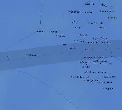 Map of the average cloud coverage across Iraq for the solar eclipse of 08/21/1933