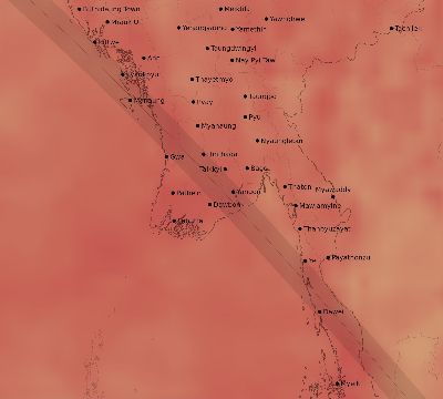 Map of the average cloud coverage across Myanmar for the solar eclipse of 08/21/1933