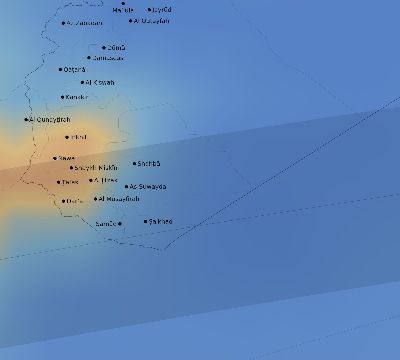 Map of the average cloud coverage across Syria for the solar eclipse of 08/21/1933