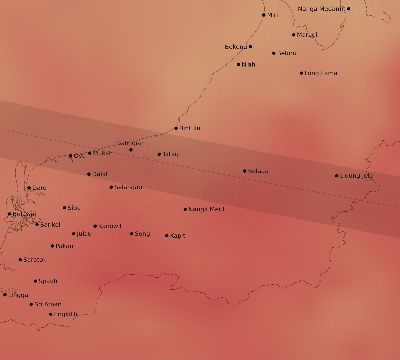 Map of the average cloud coverage across Malaysia for the solar eclipse of 02/14/1934