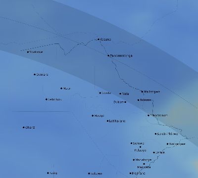 Map of the average cloud coverage across Botswana for the solar eclipse of 08/10/1934