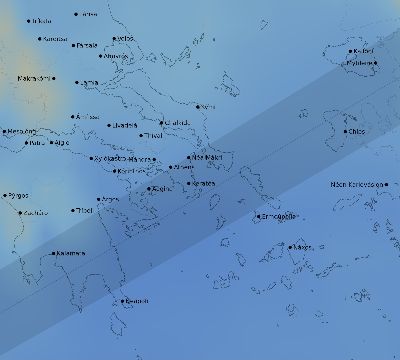 Map of the average cloud coverage across Greece for the solar eclipse of 06/19/1936