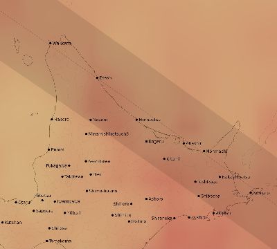 Map of the average cloud coverage across Japan for the solar eclipse of 06/19/1936