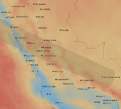 Map of the average cloud coverage across Peru for the solar eclipse of 06/08/1937