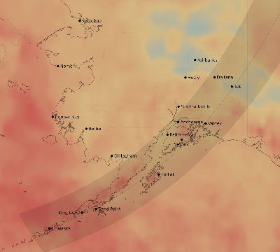 Map of the average cloud coverage across United States for the solar eclipse of 04/19/1939