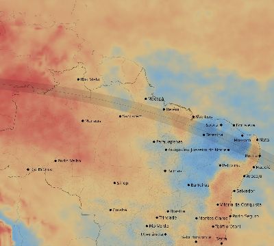 Map of the average cloud coverage across Brazil for the solar eclipse of 10/01/1940